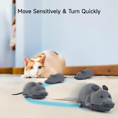 LUVI Remote Control Rat Toy Fake Mouse Flocking Rat Wireless Moving Mouse Cat Toy Dog Toys Funny for Cat Kitten Dog Pet Novelty Gift Trick Playing