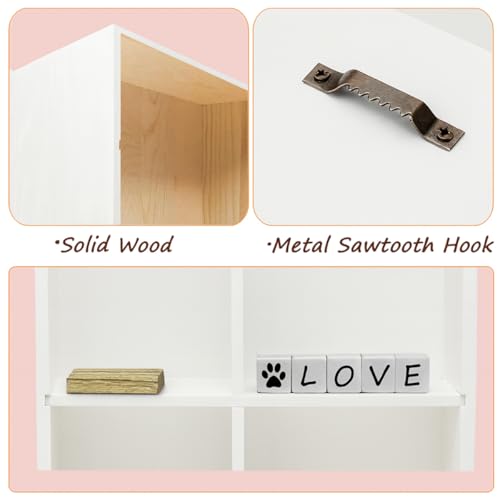 11*14" Solid Wood Pet Memorial Shadow Box with Adjustable Shelves | Deep Pet Memory Frame Urn Ashes Display Case for Dogs or Cats as Loss Pet Remembrance Keepsake - White - color: White