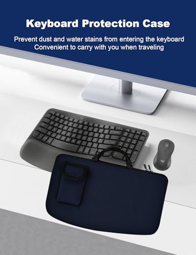 Portable Keyboard Sleeve for Logitech MK670/Wave Keys Ergonomic Keyboard | Keyboards Travel Bag,Shockproof Waterproof Dustproof Protective Neoprene Sleeve Case(Bag Only) - color: Blue