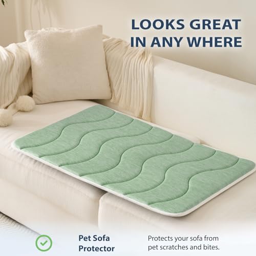 MICROCOSMOS 0.8" Thick Cooling Dog Foam Pad & Summer Pet Sleeping Mat, Machine Washable, Materials Safe, Portable Flat Pet Bed for Dogs.(Green, 36" x 23") - color: Green, size: 36"L x 23"W x 0.8"Th