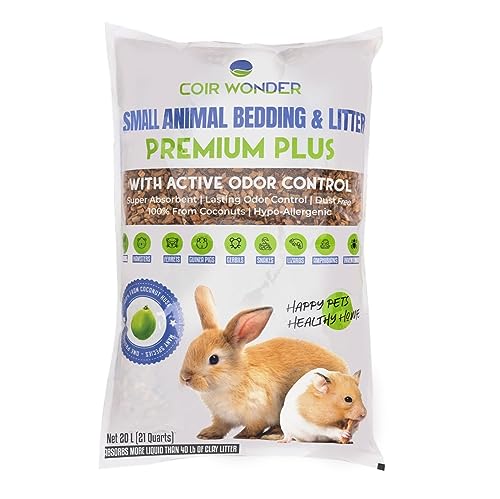 Small Animal Bedding – 20 L –– Coco Chip Fiber Bedding Substrate for Guinea Pig, Hamster, Rabbit, Bunny Litter, Tortoise, Turtle, Reptile, Snake Habitat - Activated Charcoal Odor Control