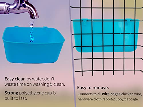 12 Pack Feeder Waterer Chicken 21 oz Food Water Cage Cups Rabbit Puppy Cat Hanging Feeding Dish Coop Bowl Watering Container Treats Drinker for Pigeon Bird Bath Basin Hamster Bed - color: 21 OZ Pack of 12 Blue