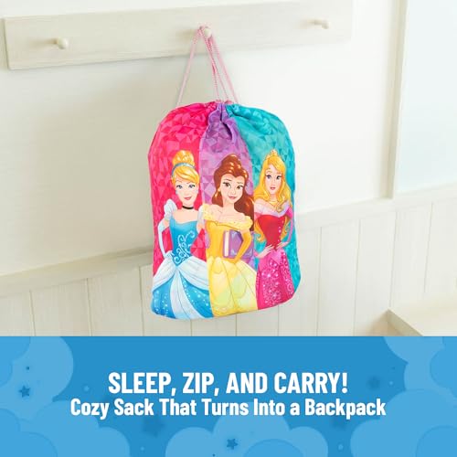 Jay Franco Disney Princess Trip Slumber Sack - Cozy & Warm Kids Lightweight Slumber Bag/Sleeping Bag - Featuring Ariel, Belle, and Cinderella - color: Multi - Princess