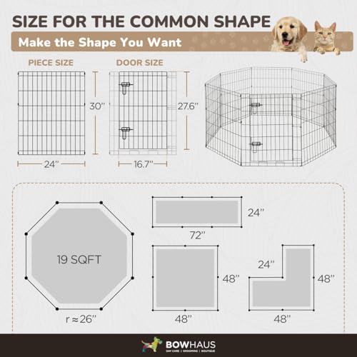 Foldable Outdoor/Indoor Pet Playpen with Gate, Available in 30 Inch Height Metal Portable Kennel, Heavy-Duty Exercise Fence Cage 8 Panels for Medium Dog, Animals - style: 30 Inch