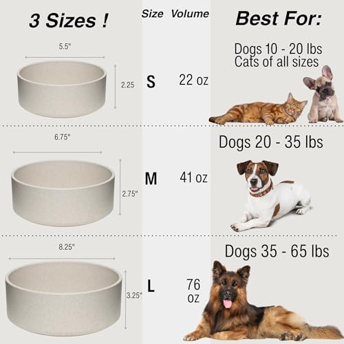Loving Pets - Dolce Bamboo - Eco-Friendly Pet Bowls & Dishes for Dog, Cats, Puppy Food and Water Dish -Sustainable and Dishwasher Safe, Made with Real Bamboo (Medium, Oat-Beige) - color: Oat Beige, size: Medium Dish