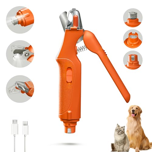 CATPICK 2-in-1 Cat Nail Clippers & Dog Nail Clippers Trimmers for Large Medium Small Dogs Cats Claw Trimmer Quick Sensor and Safety Guard USB Rechargeable with 2 LED Lights Dogs Nail Trimmer - color: Orange