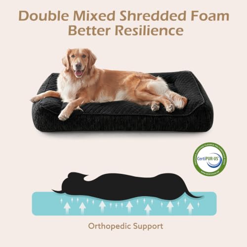 JOEJOY XL Orthopedic Dog Bed for Large Dogs, Extra Thick Foam Pet Bed Sofa | Bolster Sides, Large Sized Dog Couch Bed with Removable Washable Cover, Non-Slip Bottom, Black (42"x30") - color: Black, size: XL(42"L x 30"W x 8.5"Th)