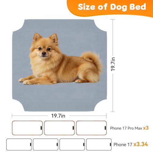 Elevated Dog Bed for Small Dogs, Dog Cooling mat Cot, Raised Dog Bed | Indoor Detachable Raised Dog Bed, 20" L x 20" W x 6.5"H，with Non-Slip Feet，Soft and Luxurious Comfortable - color: Grey-S