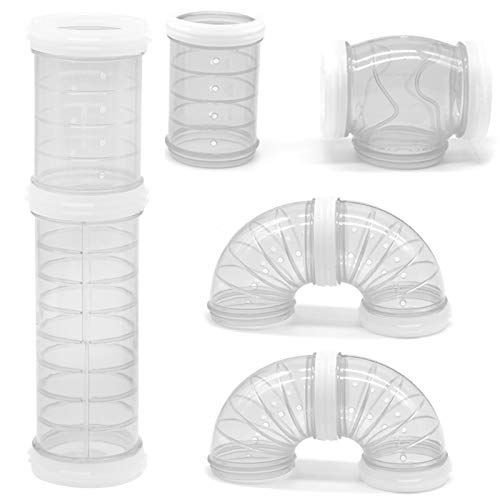 Hamster Tube Set, 8 Pack Transparent Curved Pipe Pet Cage Tunnel Hamster Toy DIY Creative Connection Tunnel External Sports Tube for Mouse Rat and Other Small Animal