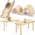 BreezeHug 4 Pcs Hamster Cage Accessories Hamster Platform Hideout Wooden Tunnel Ladder Playhouse Game Climbing Toy with Platform for Pets Dwarf Syrian Mice Degus Gerbils Squirrel(Climber) - style: Climber