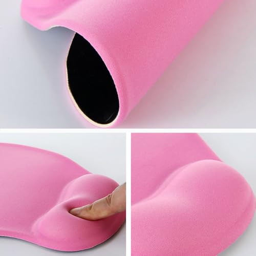 Ergonomic Mouse Pad with Wrist Rest, Gel Wrist Support Mousepad, Pain Relief Laptop Computer Mouse Pad, Non-Slip Mouse Pads for Office & Home (Pink) - color: Pink