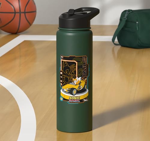 Sonic Racing CrossWorlds - Tails Stainless Steel Insulated Water Bottle - color: Dark Green