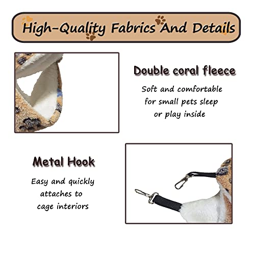 Guinea Pig Ferret Hammock for Cage - Machine Washable Double-Decker Hanging Bed - Fits Sugar Glider,Fancy Rat,Hamster,Gerbil - 13.3" x 13.3" Coffee-Footprints - size: 13.3''X13.3''