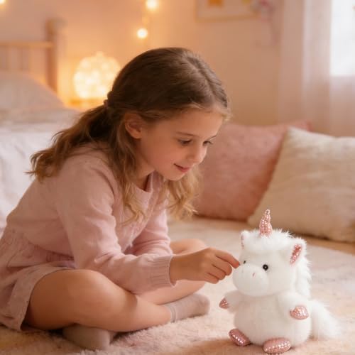 PEACH CAT Unicorn Stuffed Animal Cute Plushies Small Plush Toys Gifts for Kids White (Squeaky) - style: White Unicorn