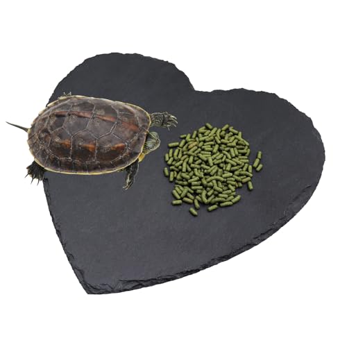 Turtle Tank Accessories, Heart-Shaped Slate Tile for Reptiles, Natural Rock Platform for Feeding & Basking, Aquarium Decor for Bearded Dragon, Tortoise, Gecko, Snake, Chameleon - size: 25CM