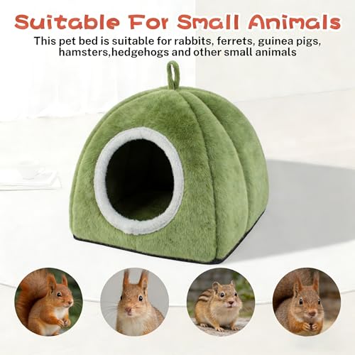 Squirrel Hideout Nest, Washable Hedgehog Bed & Hideaway House, Cozy Warm Fleece Hut for Hamster Ferret Rabbits and Other Small Animals Cage Supplies Warm House