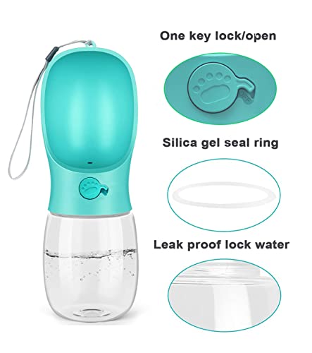 Kalimdor Dog Water Bottle, Leak Proof Portable Puppy Water Dispenser with Drinking Feeder for Pets Outdoor Walking, Hiking, Travel, Food Grade Plastic (12oz Blue) - color: 12oz Blue