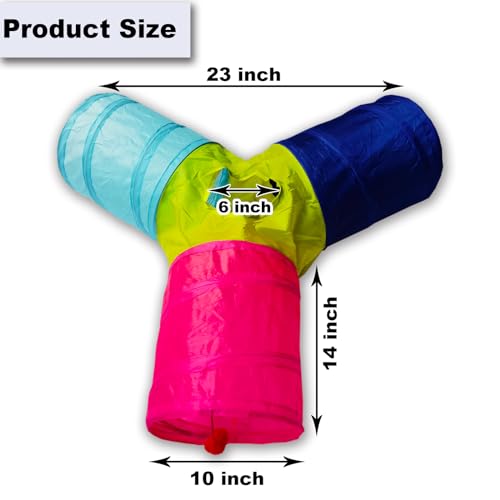 Cat Tunnel Tube Toys, 3 Ways Tunnels for Indoor Cats with Play Ball | Collapsible Pet Tube with Interactive Peephole Interactive Toy for Rabbits, Kittens, Ferrets, Puppy(Colorful) - color: 3 Way Colorful