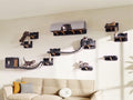 16-in-1 Cat Wall Shelves, Cat Furniture w/Tunnel & Bridge, Grey | Wall Mounted Cats Shelf Set with Plush Fabric, Cat Climbing Wall Systems for 16 Inch Drywall, with Scratching Posts, Condos - color: Grey, size: 16-in-1