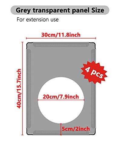 DINMO 4 Plastic Panels with Game Holes, Playpen Accessories, 11.8" x 15.7" | Grey Transparent, For DIY Cube Small Animal Playpen, Idea for Creating Exercise Fence or Exploration Maze - style: Grey Plastic Panel - 4 pcs