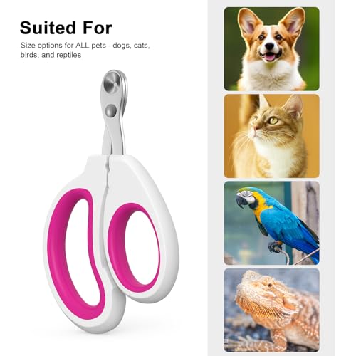 Aogeili Cat Claw Nail Clippers, Beginner Friendly Safety Trimmer, Pet Grooming Essentials Accessories with Stainless Steel Non Slip Handle for Kitten Puppy Rabbit Small Pets - color: pink