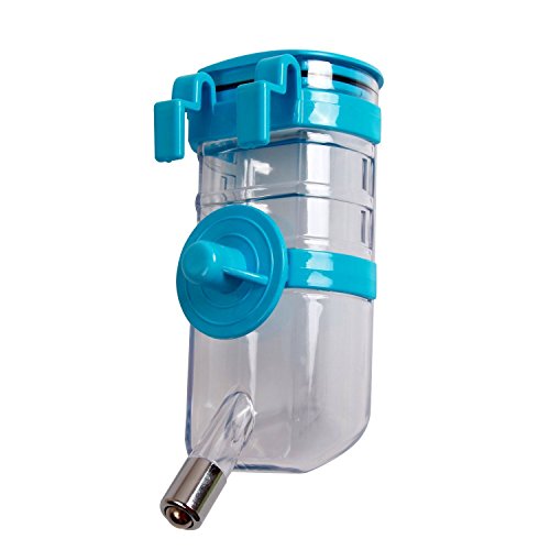 BXT Automatic Pet Water Bottle for Dogs Cats Rabbits Ferrets, 13.5 oz Capacity Rear-Filling Water Feeder Hanging No-Drip Water Drinking Holder- Keep Your Pet Hydrated (Blue)