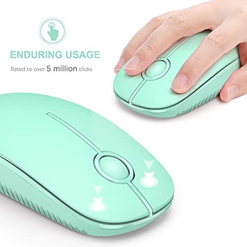 VssoPlor Wireless Mouse, 2.4G Slim Computer Laptop Mouse, Mint Green | Portable Mouse, Plug & Play USB Nano Receiver, Quiet Silent Optical Mice for Notebook, PC, Laptop, Computer, Windows, Mac - color: Mint Green