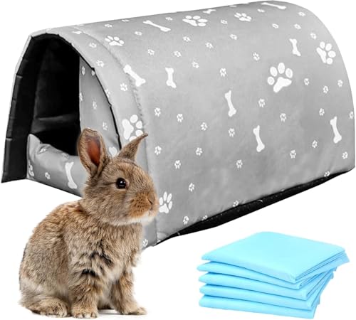 Hamiledyi Bunny Cave Bed Small Animal Warm Nest Habitats Guinea Pig Hideouts Stray Cats Shelter Cage Accessories for Hamster Cats Rat Mice Chinchilla Flying Squirrel (Grey)