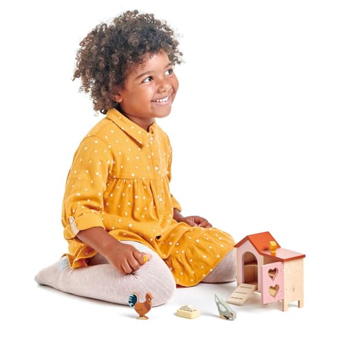 Tender Leaf Toys - Chicken Coop - 9 Pcs Miniature Henhouse Farm Animal Toys, Dollhouse Accessories Pretend Play Set for Kids Imaginative Play - Age 3+