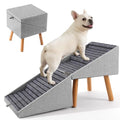 17.13" H Split Ottoman Dog Stairs for Couch and Bed, Dog Ramp for Small Dogs and Cats, Foldable 2 in 1 Pet Steps for Medium Large Dogs and Puppy, Non-Slip Wooden Doggie Steps - size: 17.13" H- Light Grey