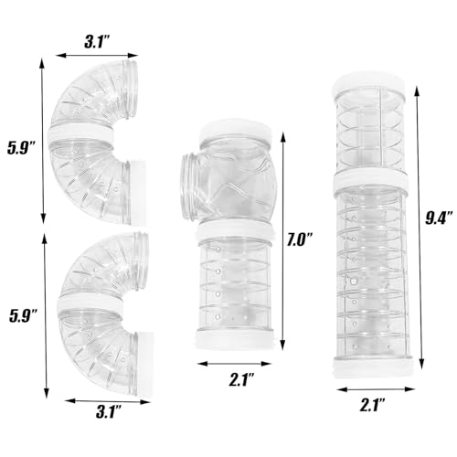 Tfwadmx Hamster Tube Toy DIY Assorted Small Cage Toys Pipe Tunnel Excercise for Rat Mouse Dwarf and Other Small Animals-White