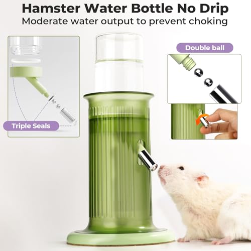 Mini&moe Hamster Water Bottle No Drip – 4 oz Guinea Pig Water Bottle for Glass Tank with Stand Leak Proof Small Animal Water Dispenser for Gerbil Chinchilla Ferret Squirrel Hedgehog