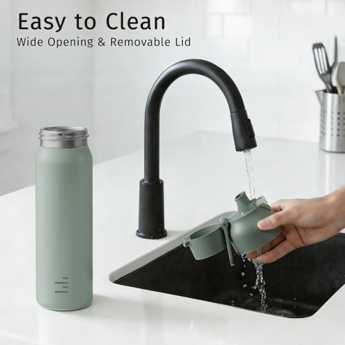 24oz 316L Stainless Steel Insulated Water Bottle | Smooth-flow oval spout, One-hand flip lid, Easy carry handle, Easy to clean, Sweat-proof exterior, Teal - color: Teal