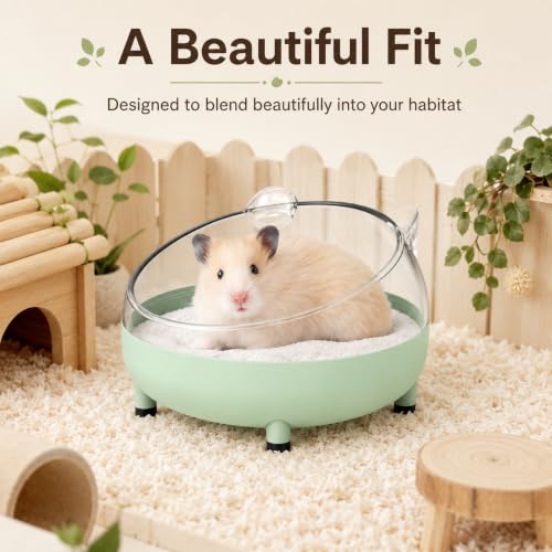 Meow&Woof Hamster Sand Bath Container, Large Sandbox Toilet Gerbil Batheoom, Tiny Chinchilla Dust Bathtub Sand Bath Box for Hamster Cage Accessories 5.2 Inch-Light Green - color: Light Green
