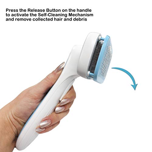 Pets First Premium Dog Brush & CAT Brush Self Cleaning Dog Slicker Hair Brush Easy to Clean Best Pet Grooming Brushes Shedding Grooming Tools for Dogs and Cats. Beautiful Gift for the Groomer!