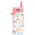 SANDJEST Rainbow Kids Water Bottle With Straw Lid 12oz Insulated Stainless Steel, Travel Tumbler, Gifts For Girls, Birthday, Christmas, Back To School - color: Rainbow 1