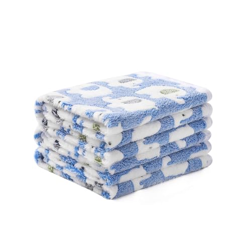 1 Pack 3 Blankets Super Soft Fluffy Premium Cute Elephant Pattern Pet Blanket Flannel Throw for Dog Puppy Cat Blue Small(23x16 inch) - color: Blue, size: 23x16 inch (Pack of 3)