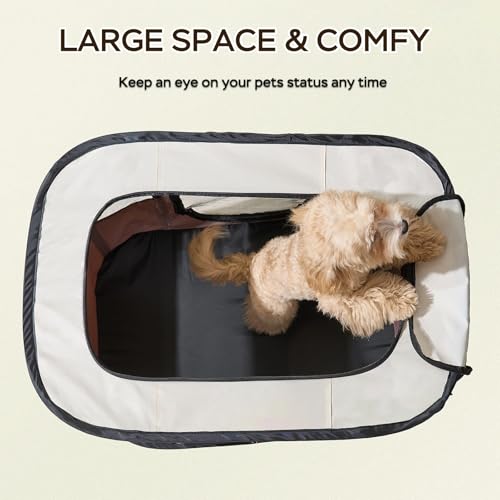 Portable Foldable Pet Playpen Collapsible Crates Kennel Playpen for Dog cat and Rabbit &Travel playpen Outdoor or Indoor (Medium（31.5" L x 23.6" W x 21.7" H）, Brown) - color: Brown, style: Medium（31.5"L x 23.6"W x 21.7"H）