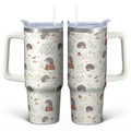 30oz Hedgehog Stainless Steel Tumbler with Handle and Straw, Insulated Cup Travel Coffee Mug Water Bottle with Lid and Straw, Animal Lovers Women Gifts - color: Hedgehog