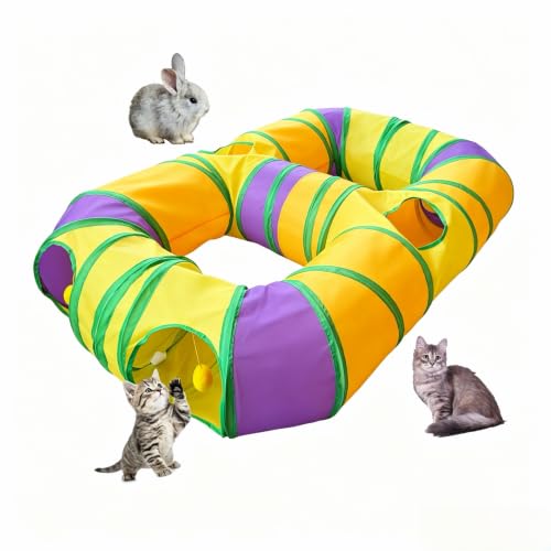 8-Shaped Cat Tunnel Toy Interactive Foldable Playhouse Maze Toys for Cats, Kittens, Rabbits & Small Pets with Playing Balls Collapsible Play Tube for Indoor Fun & Exercise (Multicolor) - color: Multicolor
