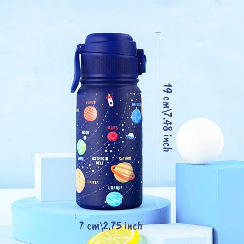 GOPPUS Kids Insulated Water Bottle 12oz, Leakproof Stainless Steel Thermos, BPA Free Double Wall Vacuum Insulated Bottle for School, Travel, Sports & Outdoor Activities, Boys Girls - color: Blue Starry Sky