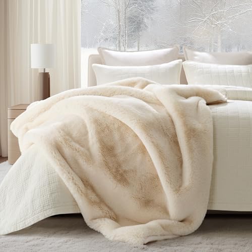 EVERGRACEHOME Faux Chinchilla Fur Throw Blanket, 60"x80", Arctic White | Luxury, Super Soft, 1220GSM, Fluffy Cozy Mink, Reversible Velvet Back, Warm Thick Heavy Winter Throw for Couch Bed, Gift - color: Arctic White, size: 60"x80"