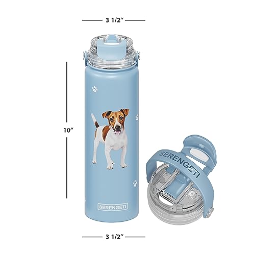 SERENGETI 24 Oz Water Bottle Stainless Steel with Spill Proof Lid - Double walled Vacuum Insulated water flask - Realistic 3D Print of your favorite dog (Jack Russell Terrier) - color: Jack Russell Terrier