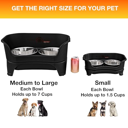 Neater Feeder Express Mess Proof Dog Bowls Elevated for Small Breeds Under 15 Lb, Made in USA, No Spill Raised Dog Food Bowl Stand, Stainless Steel Food and Water Bowl Set, Feeding Station, Black - color: Midnight Black, size: Small w/ Standard Bowls