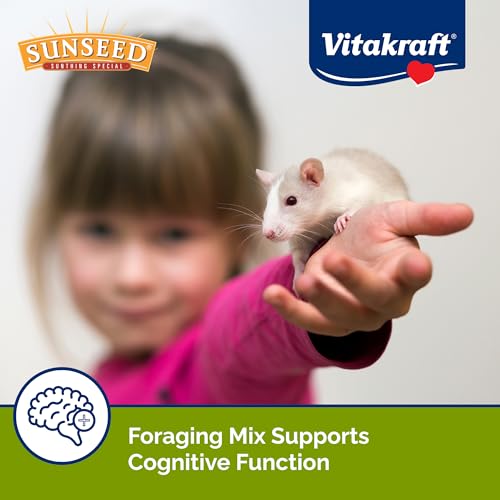 Sunseed Vita Prima Rat and Mouse Food 2lb. Resealable Bag - Supports Instinctive Foraging - Blended with Grains Added Vitamins and Minerals Ingredients - No Artificial Colors Flavors or Preservatives