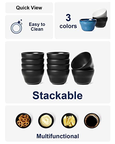LE TAUCI Small Dessert Bowls Chili Bowls 8 Ounce Bouillon Cups for Dessert Soup Dipping Sauce Coffee Cupping - Set of 6, Maze Black - color: Black