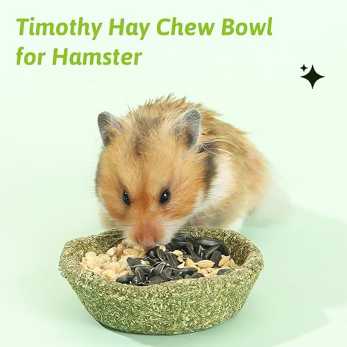 BNOSDM 12 Pcs Hamster Edible Premium Timothy Hay Chew Bowl Rabbit Treats for Teeth Chewing Chinchilla Chew & Decor Toys for Syrian Dwarf Hamsters Gerbils Mice - color: 12PCS-Hay Chew Bowls