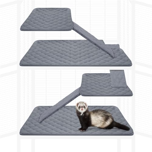Paw Inspired Fitted Fleece Liner Set for Critter Nation 2-Story Cage, Gray | Double Unit Combo Pack for Ferret Nation/Critter Nation Cage, For Ferrets, Rats, Chinchillas, Hedgehogs, Small Animals, Pets - color: Gray, size: Double Unit Combo