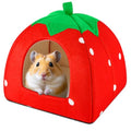 Guinea Pig Hideout Warm Fleece Small Animal Bed Washable Pet Cushion Winter Warm Sleeping Nest for Hamster Rabbit Chinchilla(Strawberry Style) - color: Red