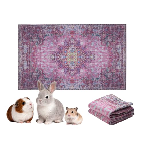 Reusable 2-Pack Small Animal Pet Bedding Mats - 16" x 24" Inch Hamster Bedding - Machine Washable Guinea Pig Cage Liners-Guinea Pigs,Rabbits & Ferrets Waterproof Pee Pad (Mystic Fuchsia) | Waterproof, absorbent, washable, reusable cage liner and bedding m